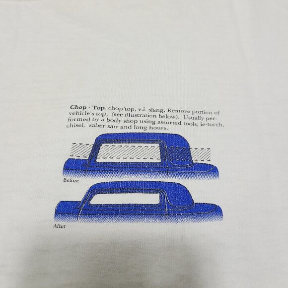 Vintage Hot Rod Chop Top Graphic T-Shirt Mens XL Made In USA Thrashed Car Diner - Picture 5 of 12